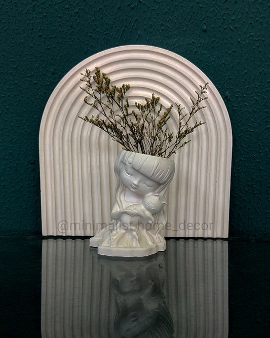 Girl Hugging Cat Sculpture